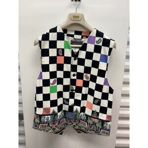 Versus Gianni Versace Checkered Paisley Vest Black White Multicolor IT 50